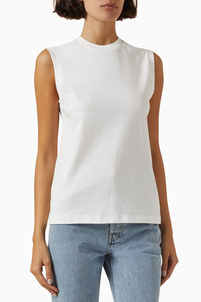 

Relaxed Sleeveless T-shirt in Organic Cotton, Neutral