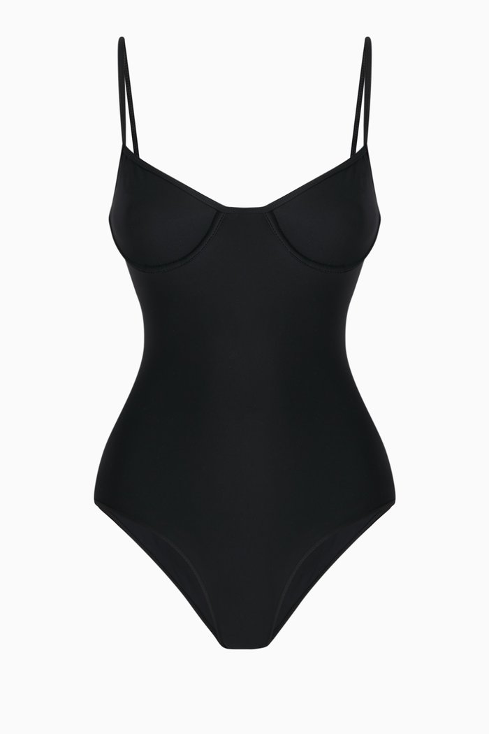 

Half-cup One-piece Swimsuit in Stretch Nylon, Black