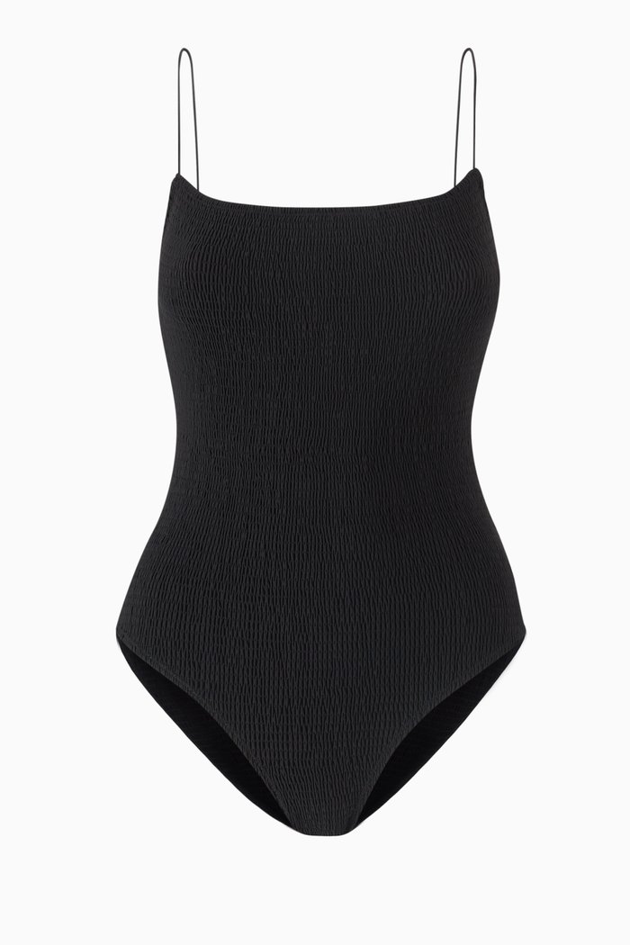 

Smocked One-piece Swimsuit, Black