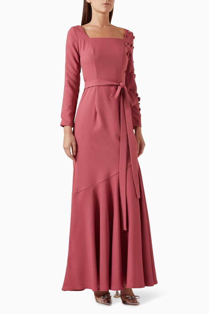 

Embellished Maxi Dress in Crepe, Pink
