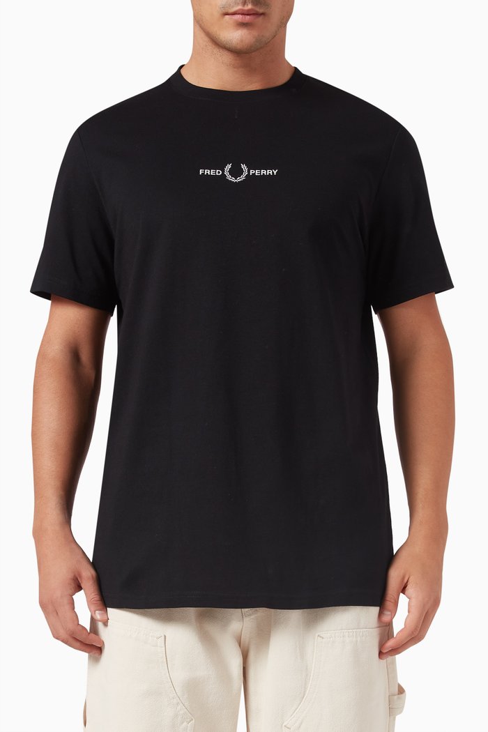 

Logo Embroidered T-shirt in Cotton, Black