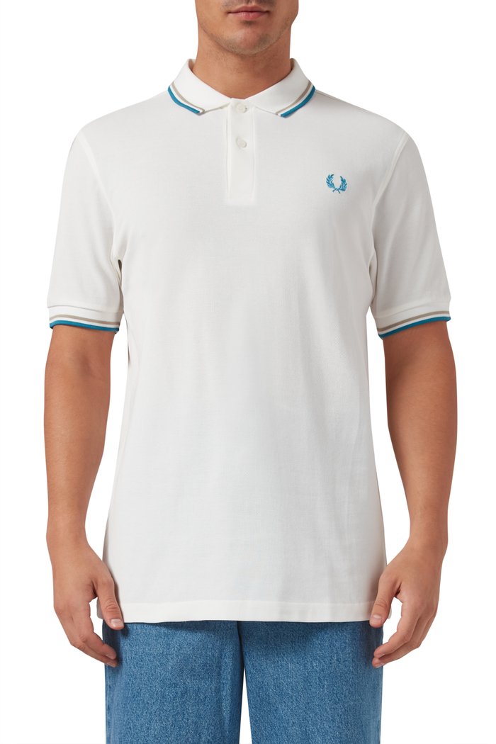 

Twin Tipped Logo Polo Shirt in Cotton Piqué, White