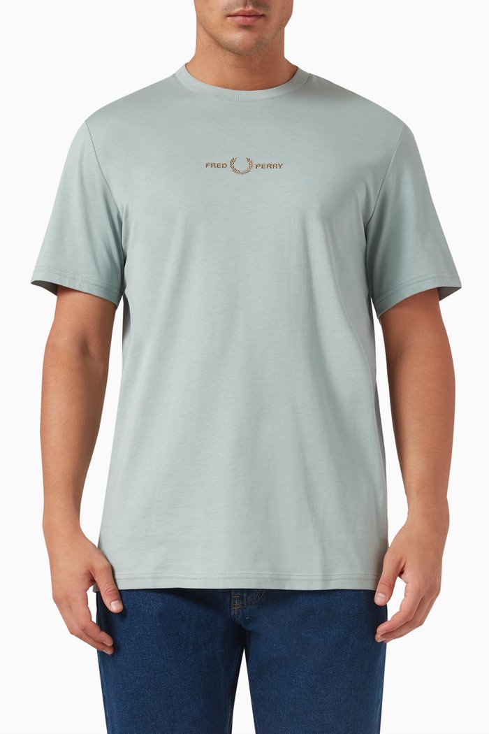 

Logo Embroidered T-shirt in Cotton, Blue