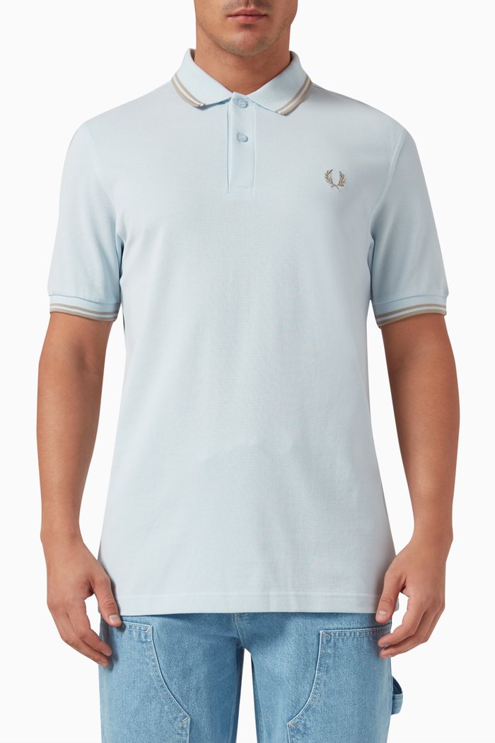 

Twin Tipped Logo Polo Shirt in Cotton Piqué, Blue