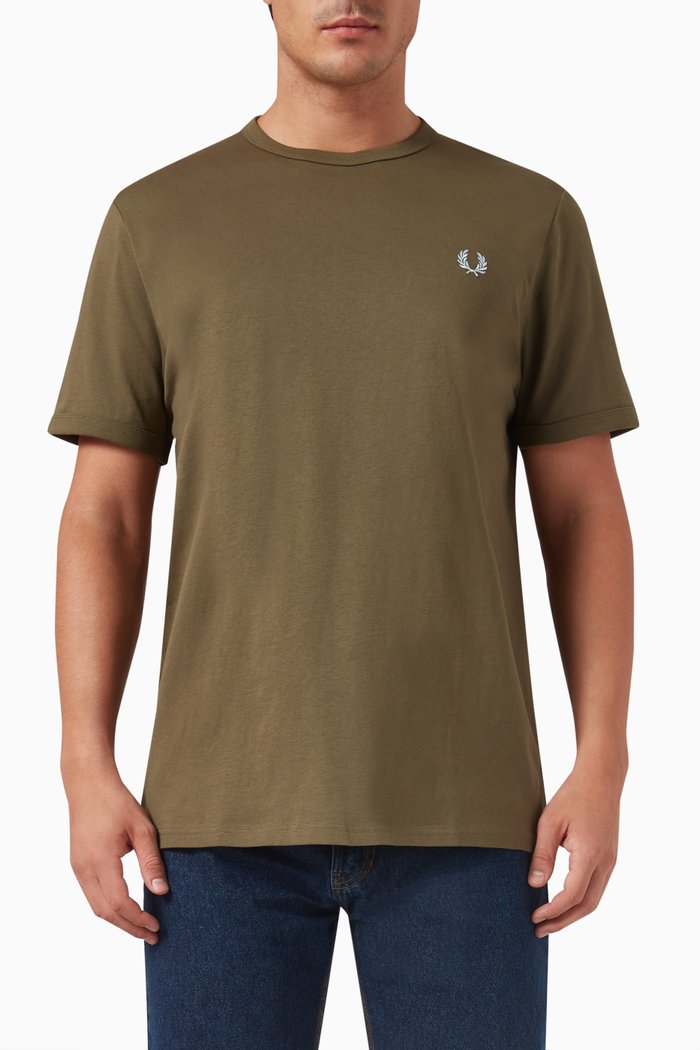 

Ringer T-shirt in Cotton, Green