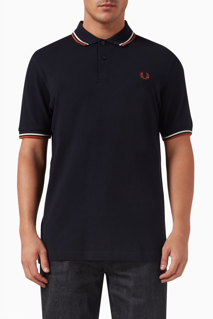 

Twin Tipped Logo Polo Shirt in Cotton Piqué, Blue