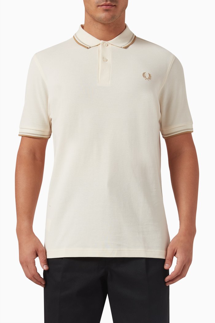 

Twin Tipped Logo Polo Shirt in Cotton Piqué, Neutral
