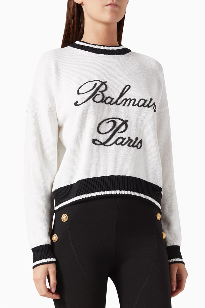 

Logo Embroidered Pullover in Cotton-blend, White