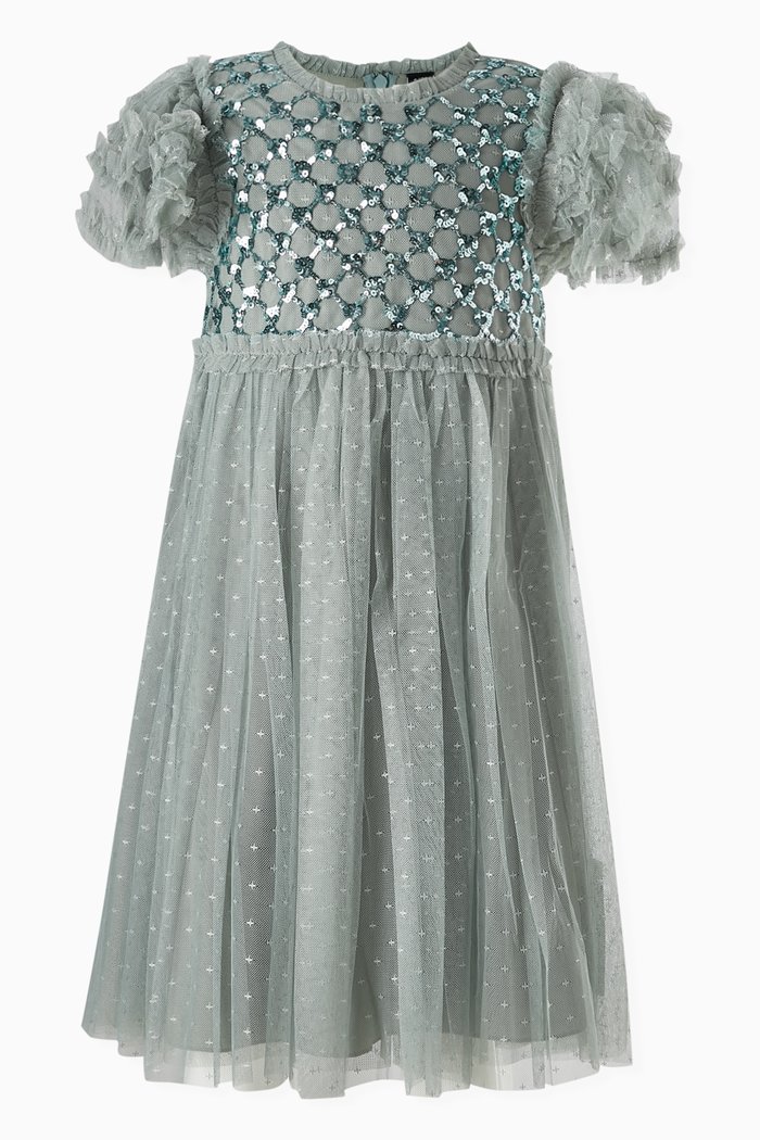 

Heart Lattice Sequin-embellished Bodice Dress in Tulle, Green