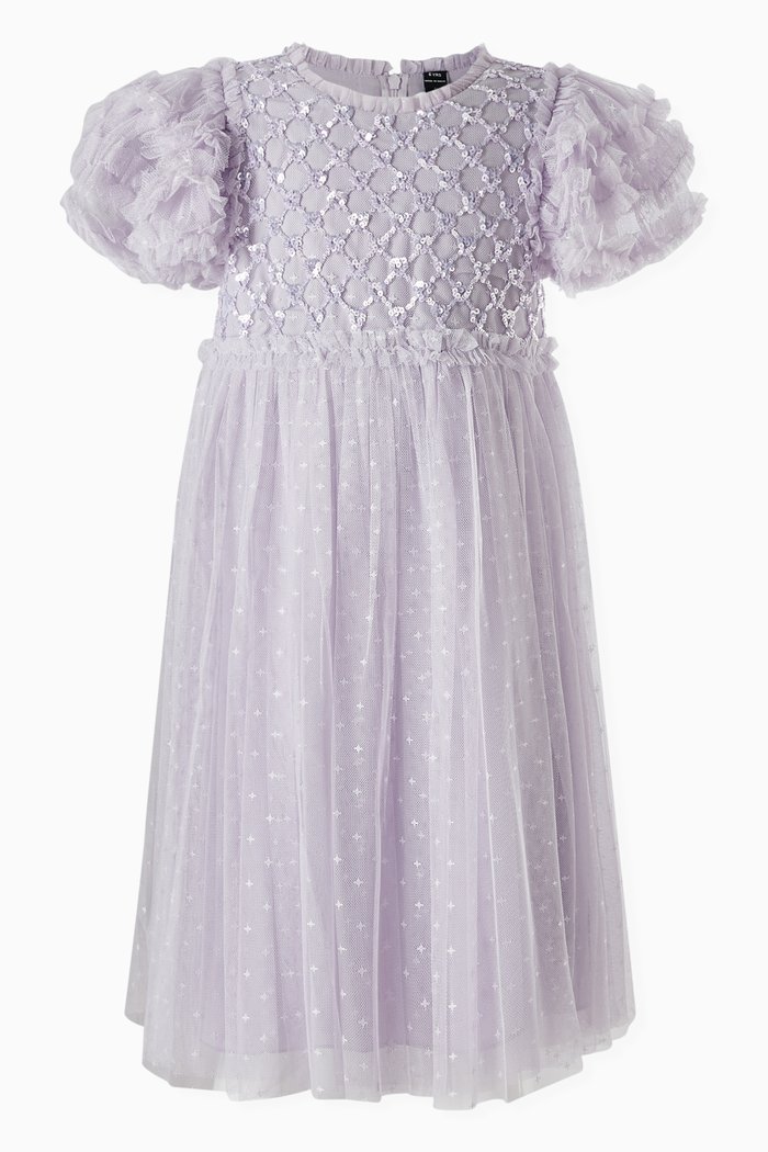 

Heart Lattice Sequin-embellished Bodice Dress in Tulle, Purple
