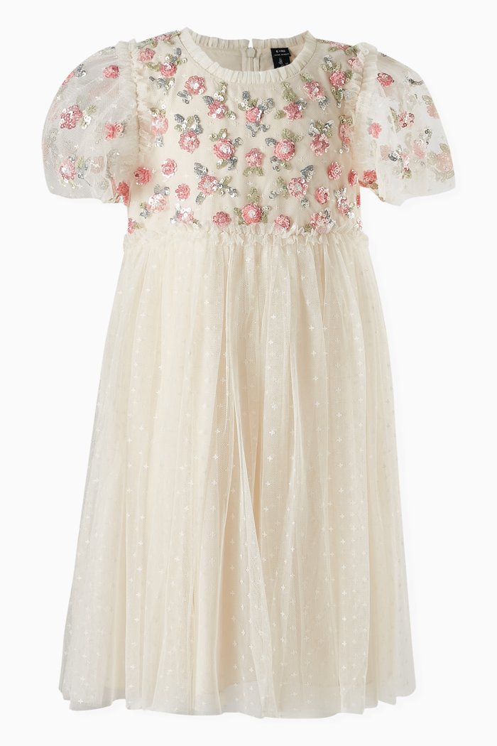 

Shimmer Ditsy Sequin-embellished Bodice Dress, Neutral