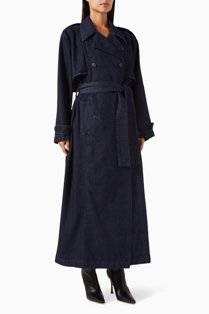 

Nikola Trench Coat in Denim, Blue