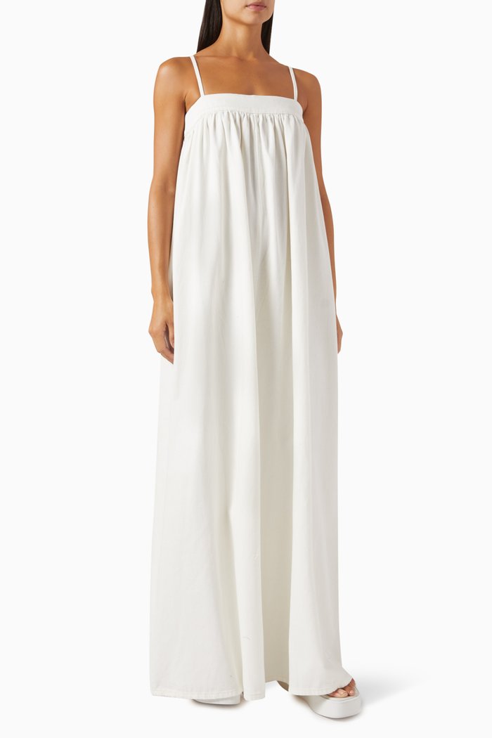 

Maude Wide-leg Jumpsuit in Denim, White