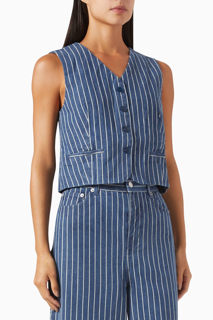 

Clare V-neck Vest in Denim, Blue