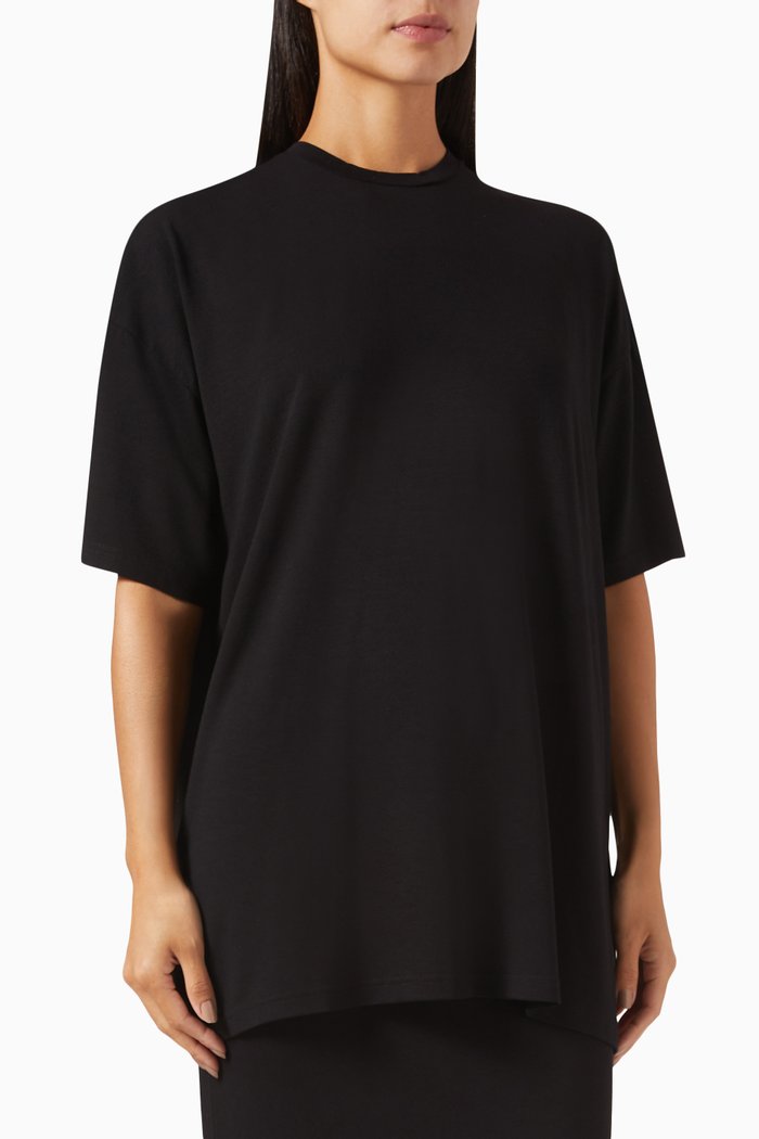 

Ella Boxy T-shirt in Viscose Blend, Black