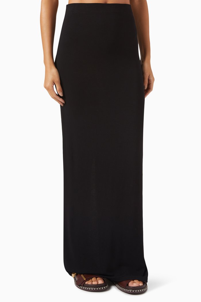 Ella Maxi Skirt in Viscose Blend, Black