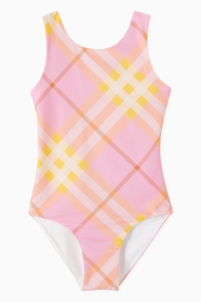 

Check Print One-piece Swimsuit, Pink