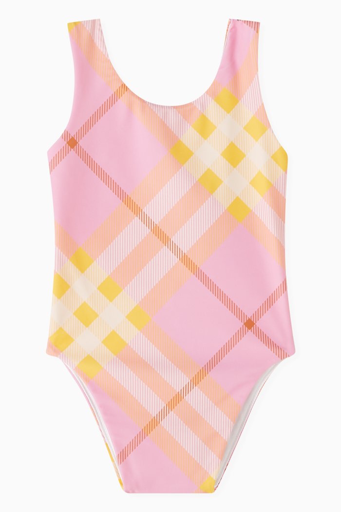 

Check Print One-piece Swimsuit, Pink