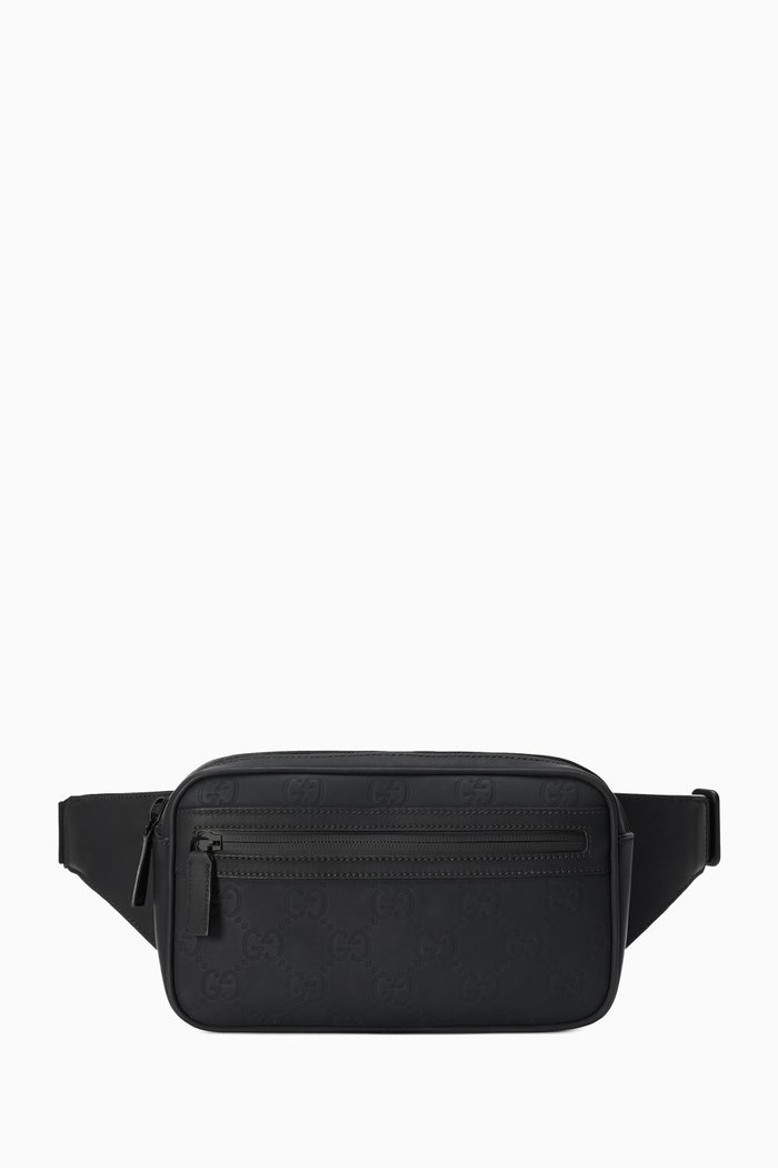 

GG Belt Bag in Rubber-effect Leather, Black
