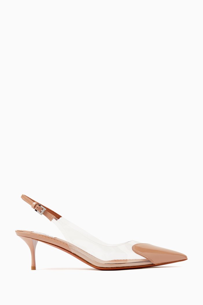 

55 Slingback Mules in Patent Leather, Neutral