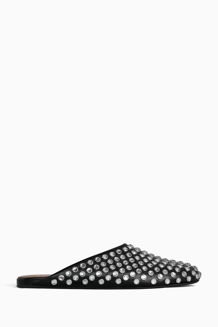 

Embellished Ballet Flat Mules in Lambskin, Black