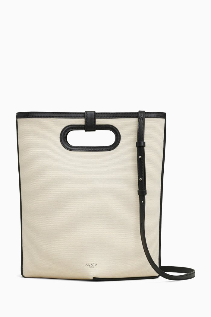 

Medium Folded Tote Bag in Canvas & Leather, Neutral