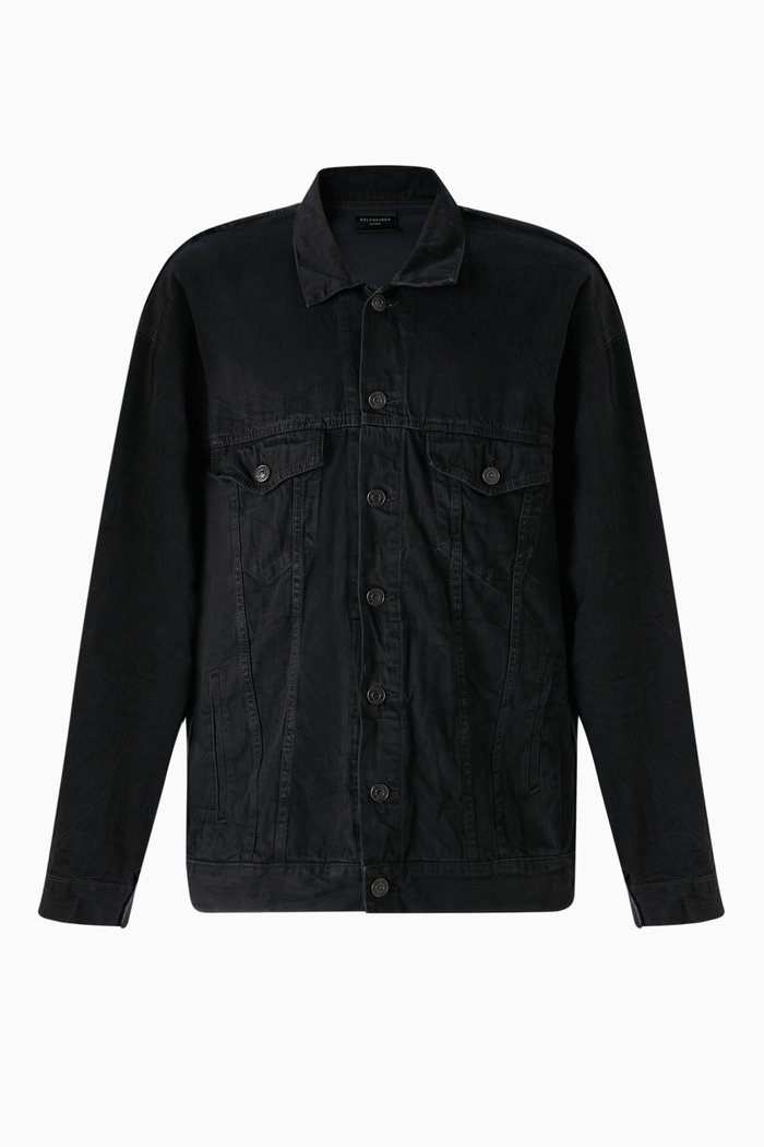 

Unisex Tape Type Oversized Hybrid Jacket in Denim & Jersey, Black