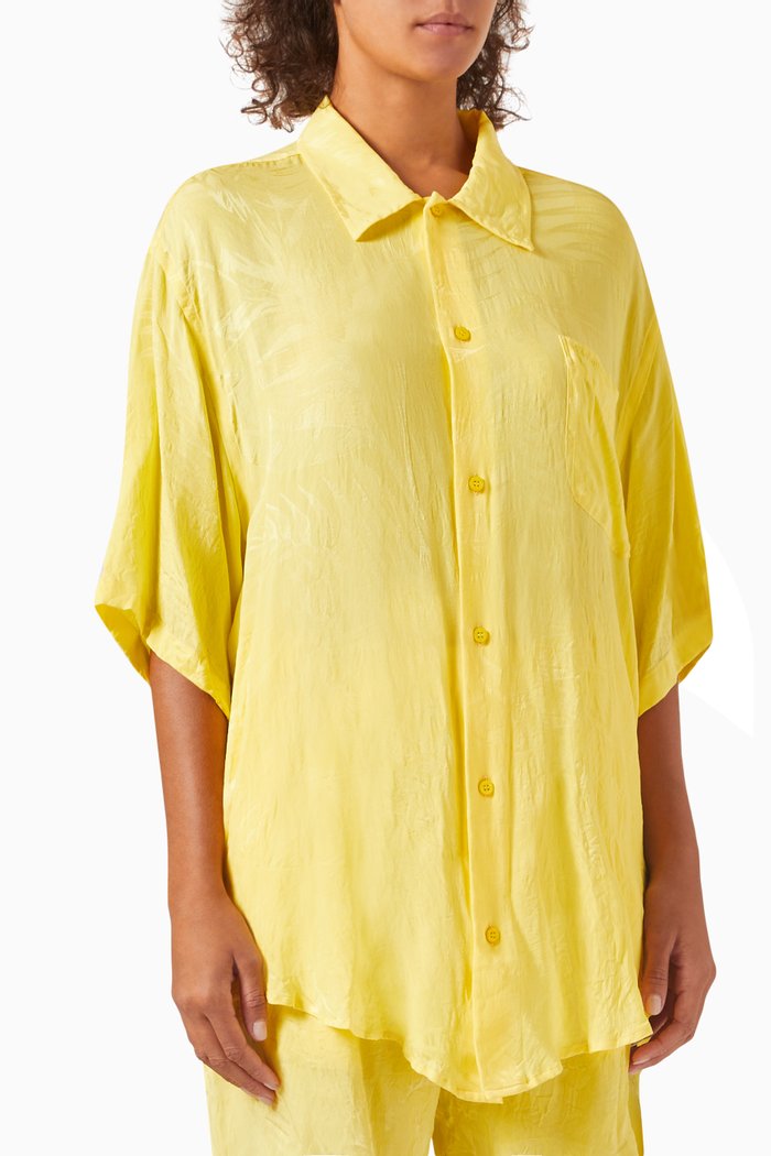 

Tropical Flowers Minimal Shirt in Silk-jacquard, Yellow