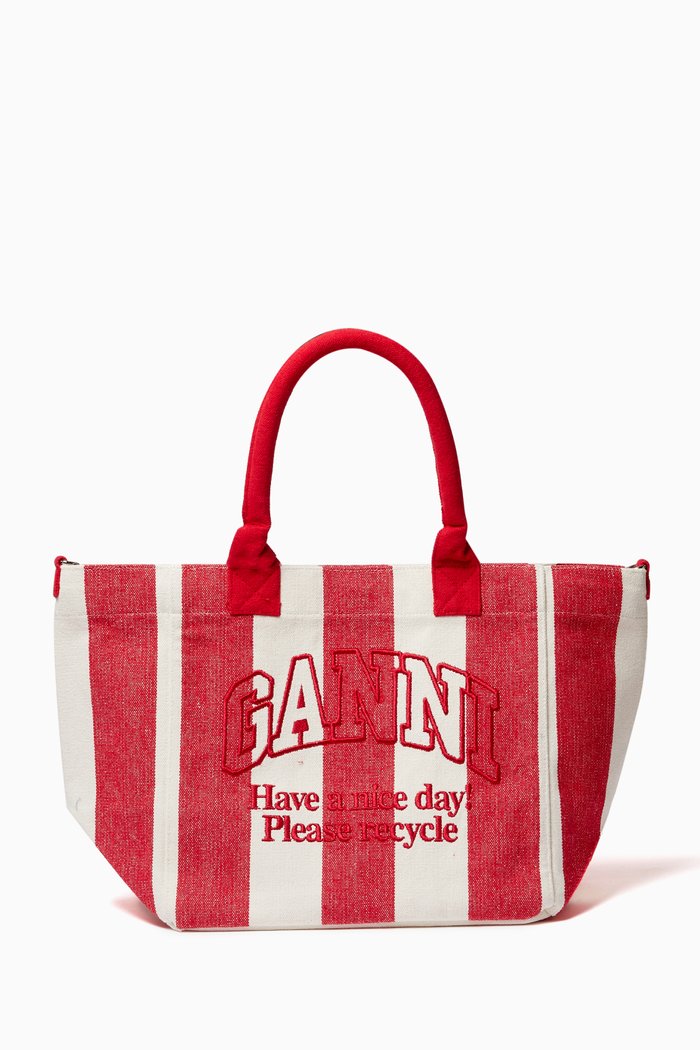 

Small Easy Shopper Tote Bag in Recycled Cotton, Red