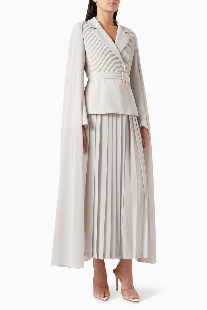 

Bleted Blazer Cape Dress, Grey
