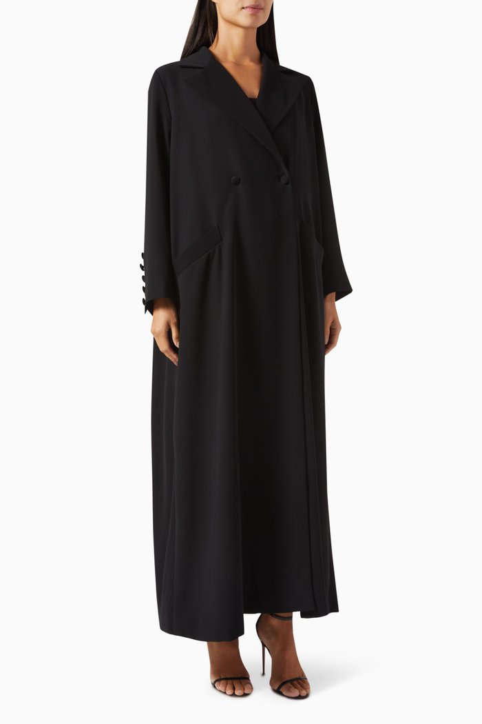 

Notched Collar Abaya, Black