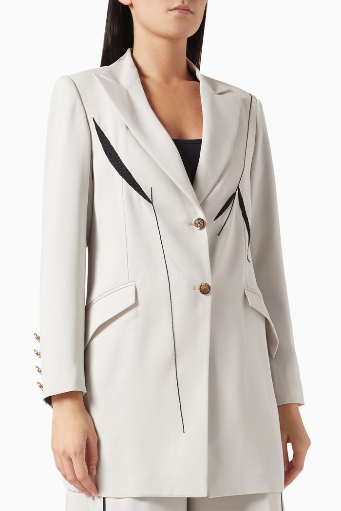 Thread Embroidered Blazer, Neutral