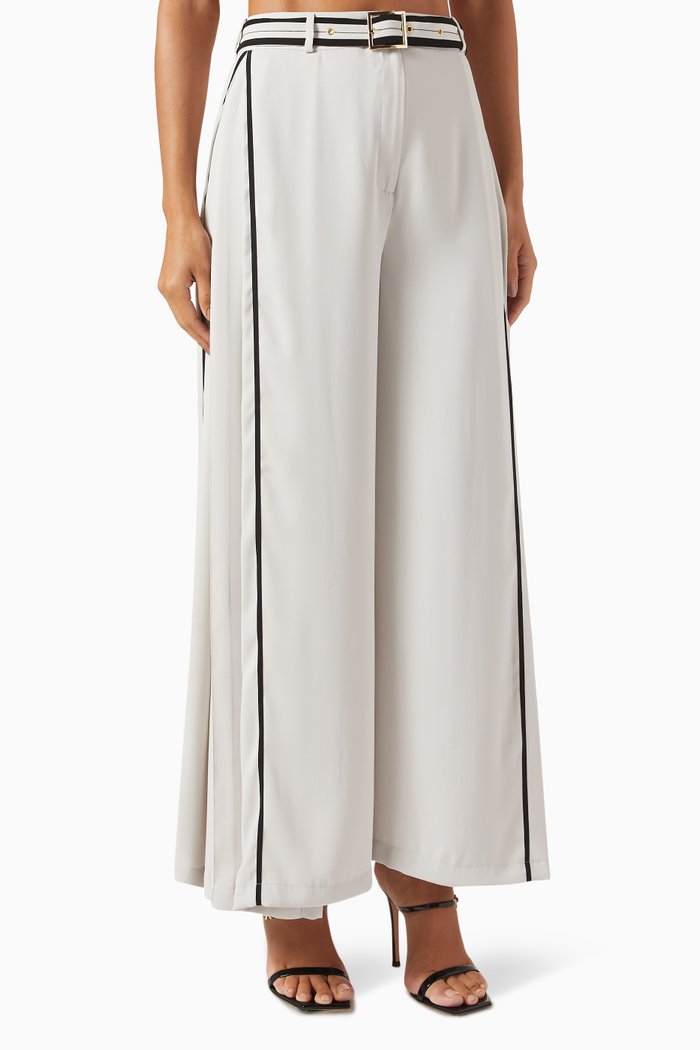 

Thread Embroidered Wide-leg Pants, Neutral