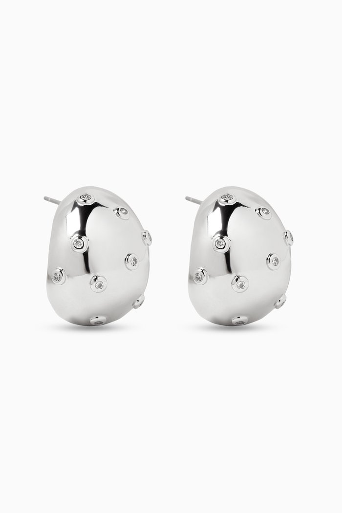 

Pavé Molten Stud Earrings in Silver-plated Stainless Steel