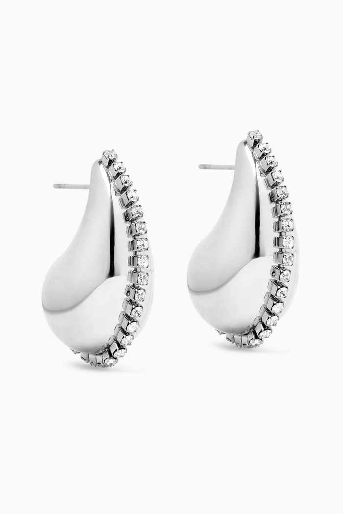 

Rosewood Pavé Earrings in Silver-plated Brass