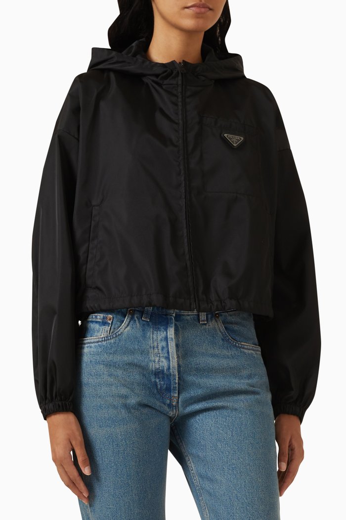 

Cropped Jacket in Re-Nylon, Black
