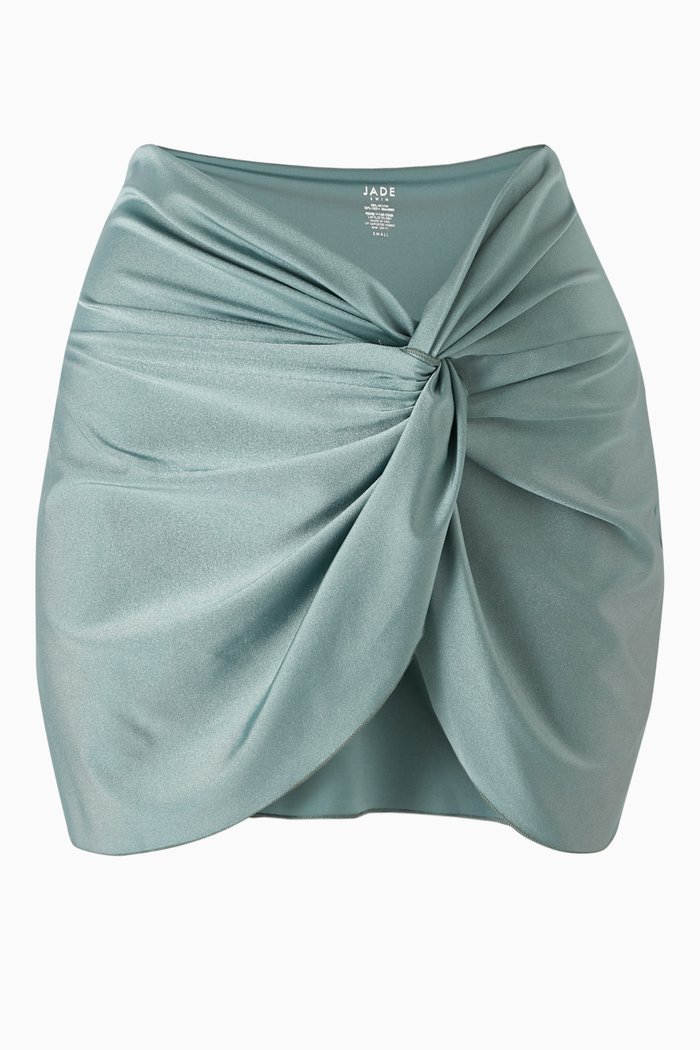 

Zena Ruched Mini Skirt in Stretch Nylon, Blue