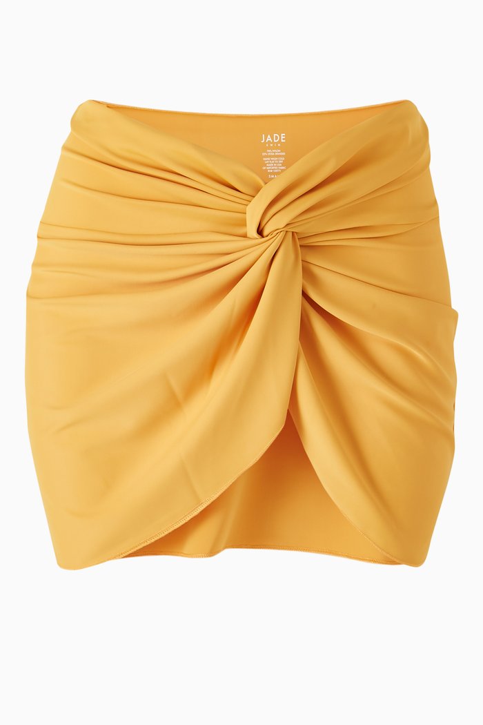 

Zena Ruched Mini Skirt in Stretch Nylon, Orange