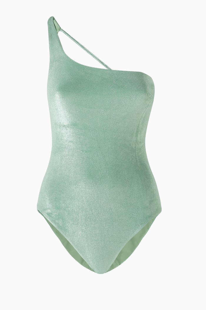 

Apex One-shoulder Bikini Top in Stretch Nylon, Green