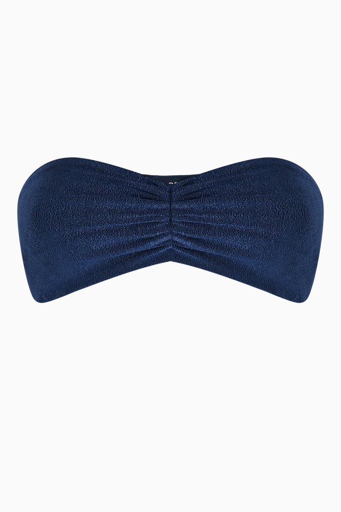 Ava Bandeau Bikini Top in Stretch Nylon, Blue