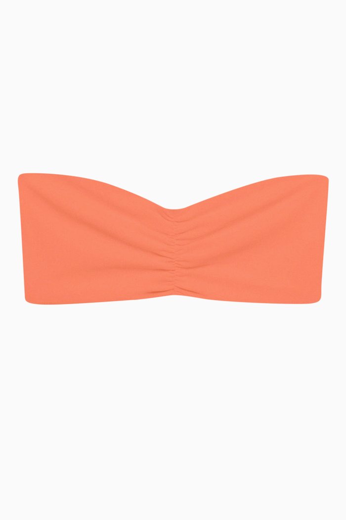 Ava Bandeau Bikini Top in Stretch Nylon, Orange