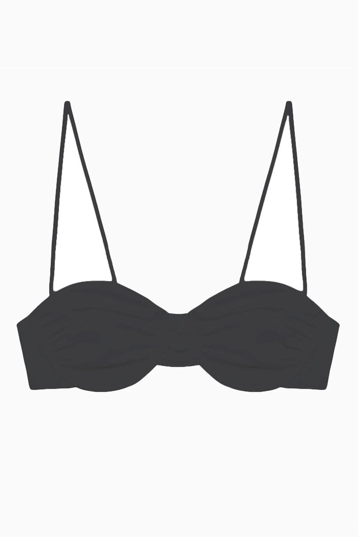 

Mia Balconette Bikini Top in Stretch Nylon, Black