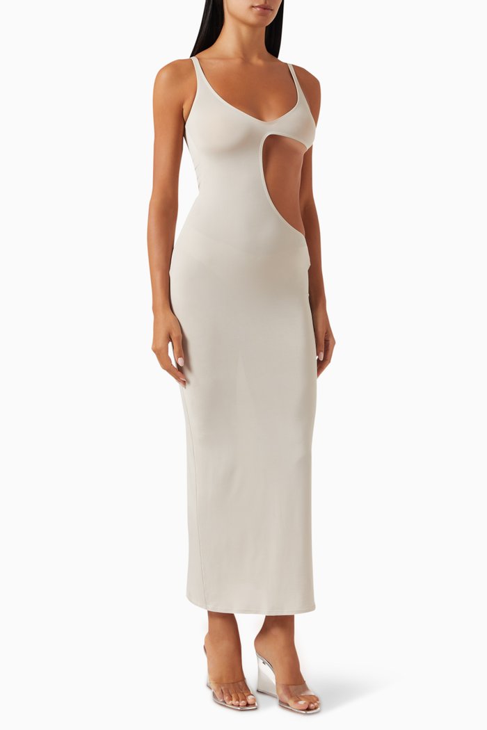 

Neri Cut-out Maxi Dress in Jersey, Neutral