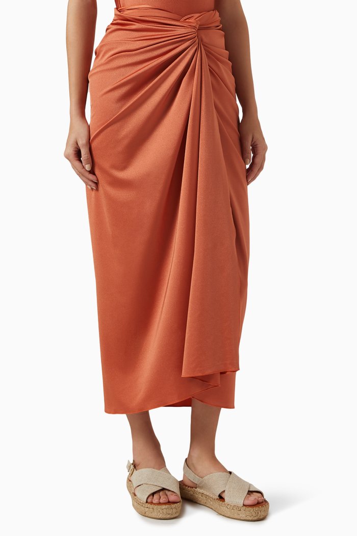 

Nyla Long Pareo in Stretch Nylon, Orange