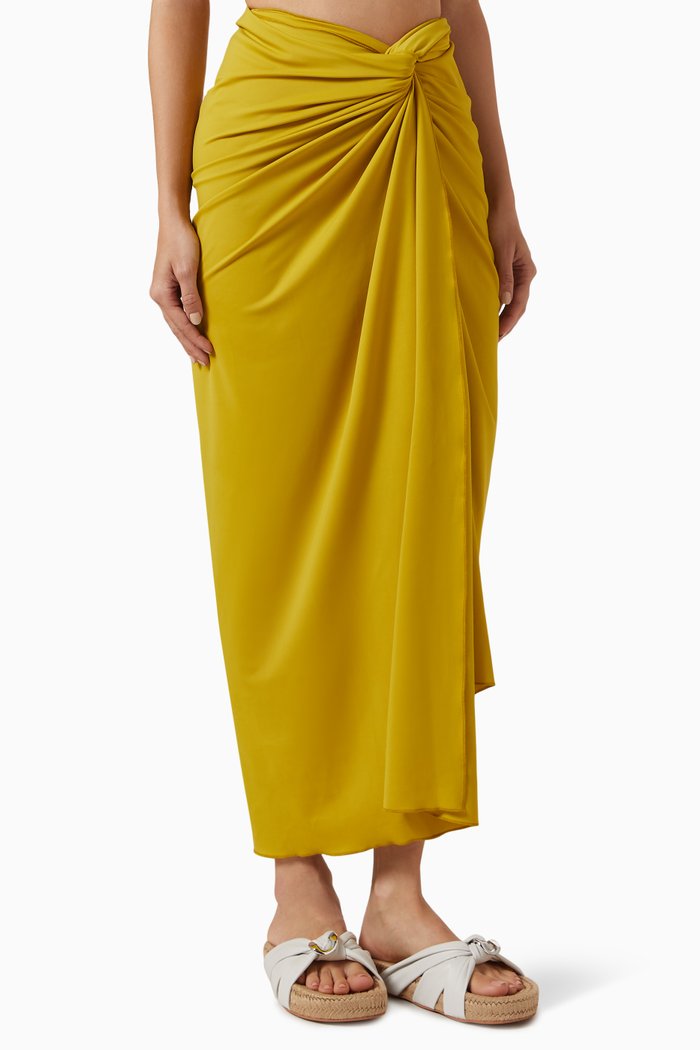 Nyla Long Pareo in Stretch Nylon, Green