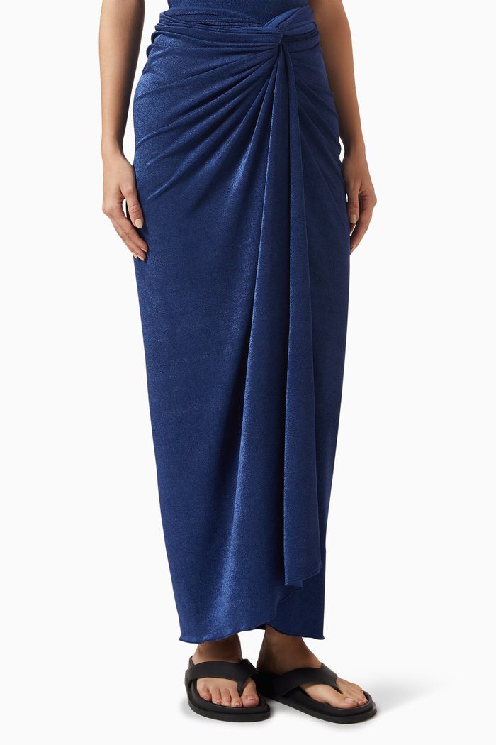 

Nyla Long Pareo in Stretch Nylon, Blue