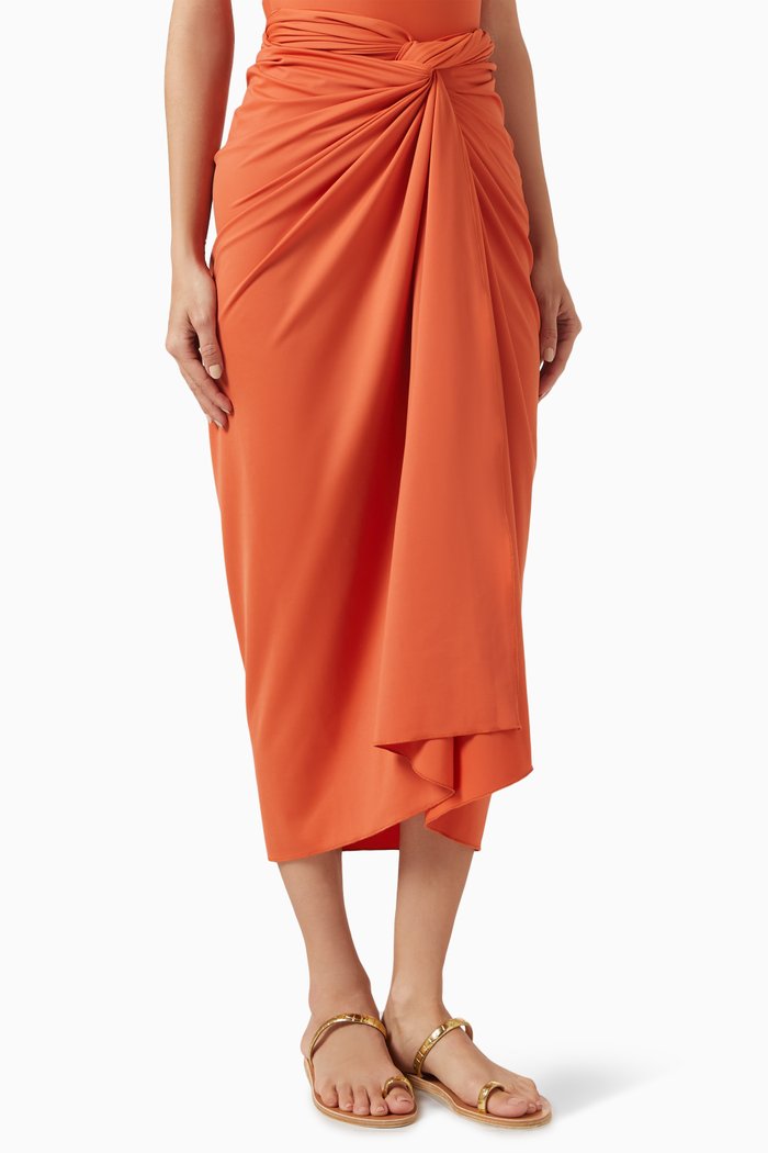 

Nyla Long Pareo in Stretch Nylon, Orange