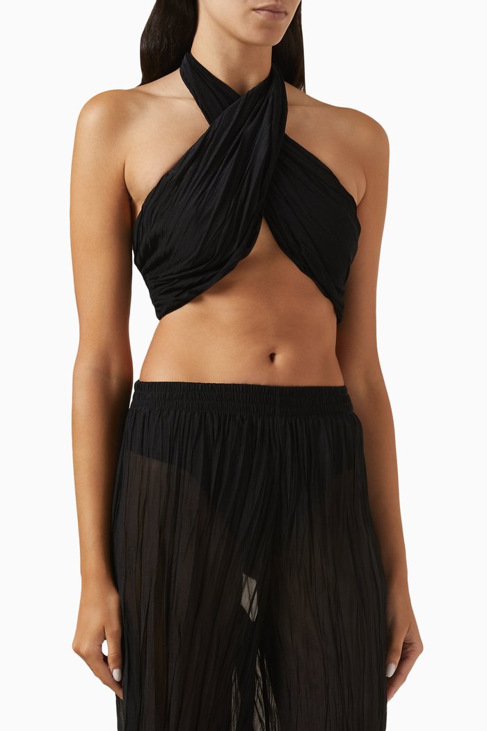 

Anya Wrap Crop Top, Black