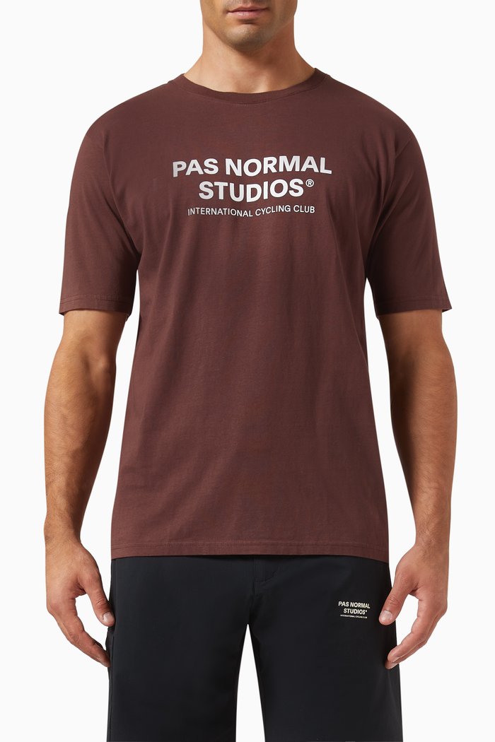 

Off-race Logo T-shirt in Organic Cotton, Brown