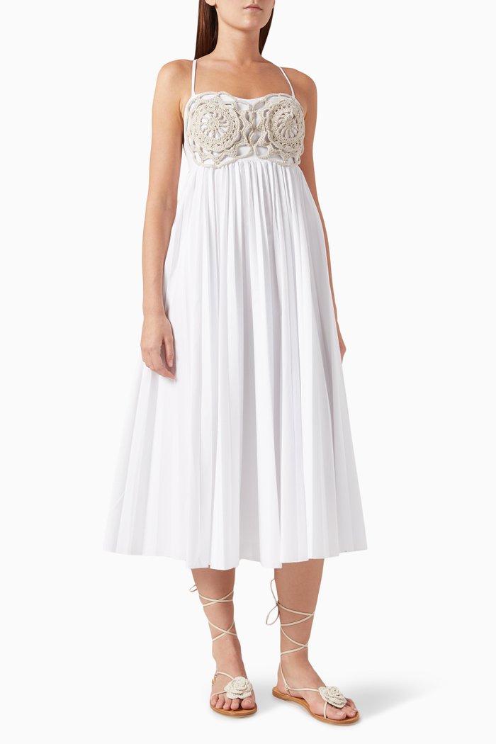 

Ligia Pleated Dress in Cotton, White